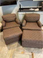 Club Chairs & Ottomans with Ralph Lauren Fabric