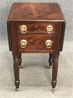 MAHOGANY TWO DRAWER DROPLEAF WORK TABLE