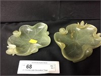 (2) Oriental Jade Decorative Trays