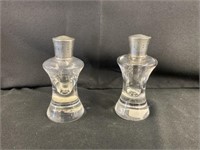 Pr Steuben Glass Sterling Capped Shakers