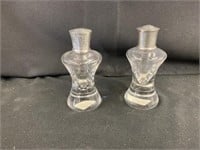 Pr Steuben Glass Sterling Capped Shakers