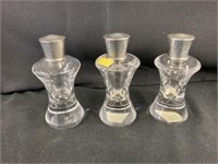 (3) Steuben Glass Sterling Capped Shakers