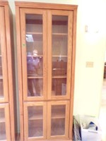 Oak 7ft Glass door cabinet-very nice