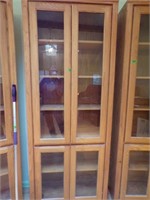 7ft Oak cabinet, glass door-very nice