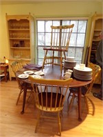 Wooden table and chairs lot