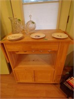 Rolling kitchen island with butcher block top