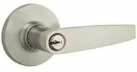 "Used" Privacy Door Lever With Lock, Hook, Satin