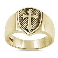 Men's Yellow Gold-pl. Medieval Cross Shield Band