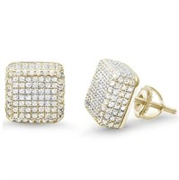 Large Micro Pave Yellow-gold Earrings