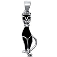 Trendy Black Onyx Cat Pendant