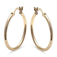 Plain Yellow Gold Plated Round Hoop Earrings