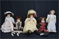 5 pcs Vintage Porcelain Dolls