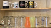 Assorted drinking glasses/coffee cups