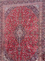 Hand Knotted Persian Kashan Rug- 9' 6" x 12'9".