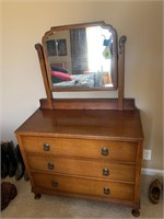 ANTIQUE OAK DRESSER WITH MIRROR