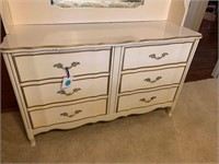 FRENCH PROVINCIAL DRESSER WITH GLASS SHELVING