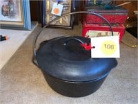 ANTIQUE CAST IRON KETTLE WITH LID