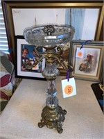BEAUTIFUL ANTIQUE BRASS AND GLASS STAND