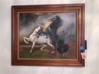 BEAUTIFUL PAINTING OF HORSES IN FRAME