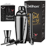 Delihom Black Cocktail Shaker Set 6 Pieces