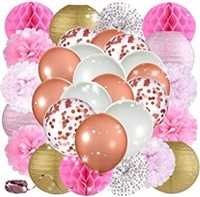 NEW - KUUQA 34 PCS Pink and Gold Party D
