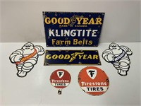 6X OLD LOOK REPRODUCTION ENAMEL TIRE AND