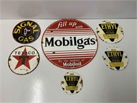 6X OLD LOOK REPRODUCTION GASOLINE ENAMEL SIGNS FOR