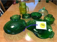 VINTAGE GREEN GLASS LOT