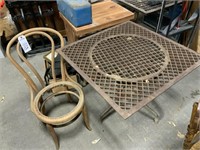 Wood Chair and Heavy Outdoor Table