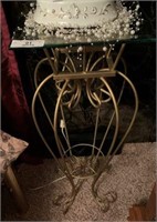 Glass-Top Wire Plant Stand