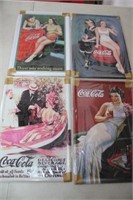 4 Vintage Metal Coke Signs 8 x 12
