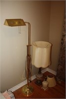 Brass Floor Lamp & 2 Table Lamps