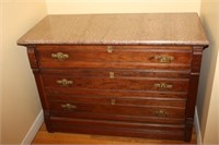 Granite Top (Loose) 3 Drawer Eastlake Dresser