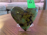 LARGE TURQUOISE STONE HEART W STAND