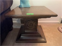 ORNATE CARVED SOLID WOOD END TABLE
