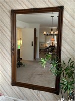 LARGE ORNATE WOOD FRAMED WALL MIRROR