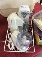 Electric can opener, handmixer, and food chopper