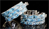Natural 6.00 ct Blue Topaz Graduated Earrings