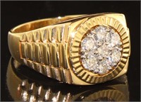 14kt Gold Gent's 1.00 ct Rolex Style Diamond Ring