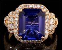 14k Gold 9.07 Sapphire & Diamond Ring