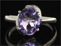 Genuine 2.44 ct Amethyst & Diamond Accent Ring