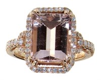 14kt Gold 5.69 ct Morganite & Diamond Ring