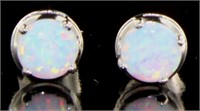 Round 1.25 ct White Opal Stud Earrings