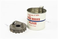 FIVE ROSES FLOUR TWO CUP EMBOSSED FLOUR SIFTER+