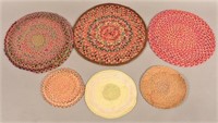 Six Pennsylvania Antique Circular Hand Braided Mat