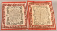 Two Maps of Philadelphia Antique Cloth Handkerchie