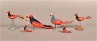 Six Fabric Bird Sculptors with Beadwork Decoration