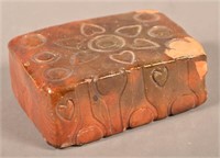 PA 19th Century Glazed and Stamped Redware Doorsto