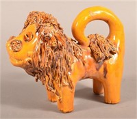 Large Breininger Redware Pottery Lion Figure.