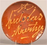 Yellow Slip-Decorated Redware Plate "St. Fidelas M